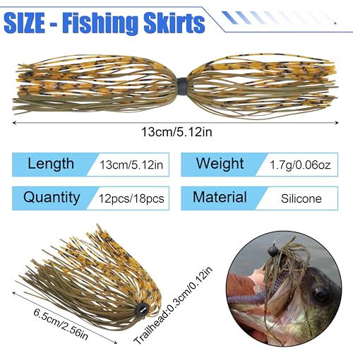 Spinner Bait Skirt Jig Skirts Replacement DIY Fishing Lure Making Supplies Soft Skirt for Spinnerbaits Bass Fishing Jigs Buzzbait Squid Jigs Fishing Lure Skirts - style: A-skirts-6pcs