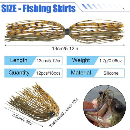 Spinner Bait Skirt Jig Skirts Replacement DIY Fishing Lure Making Supplies Soft Skirt for Spinnerbaits Bass Fishing Jigs Buzzbait Squid Jigs Fishing Lure Skirts - style: A-skirts-6pcs