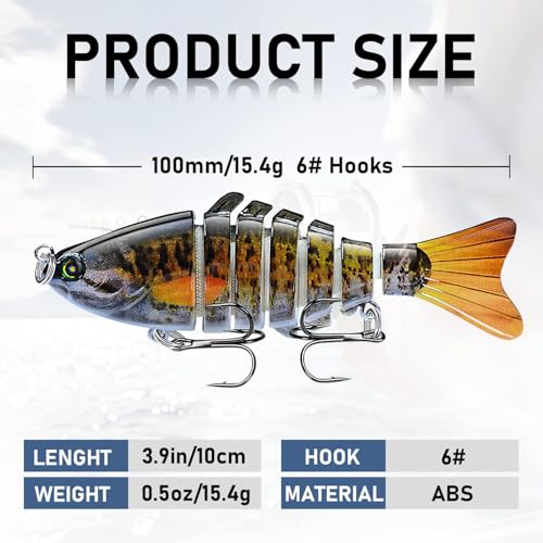 Multi-Segmented Fishing Lures, Glide Swim Bait Lure for Bass Fishing Stuff | Fishing Gear for Freshwater and Saltwater Glide Bait Swimbait Crank Baits Robotic Lure Set - color: 5-Pack-style