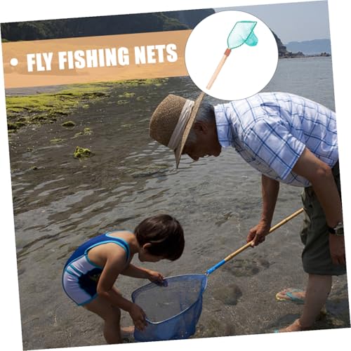 Wood Handle Fishing Net Large Mesh Handheld Net for Freshwater and Saltwater Fishing with 30cm Wooden Frame Suitable for Pier