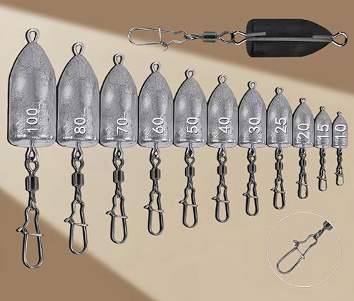 6PCS Bullet Drop Weights Sinkers Fishing Weights Lead Weights Sinkers Drop Shot Weights Catfishing Sinkers for Saltwater Freshwater Fishing - 2.82oz(80g) - size: 1.76oz(50g)