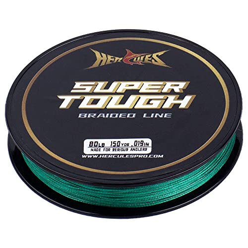 HERCULES Super Tough Braided Fishing Line 4 Strands / 8 Strands, 4lb - 160lb Braid Lines, 150/300/500/1000 Yards for Saltwater - color: Moss Green, size: 12LB (150 Yards) - 4 Strands