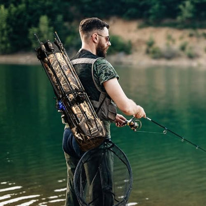 Fishing Pole Bag Rod Case, Folding Fishing Pole Bag Fishing Gear - color: Camouflage