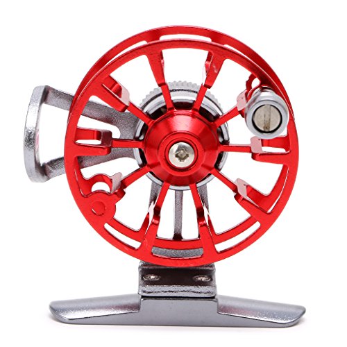Full Metal Ultra-Light Former Ice Fishing Reels Wheel Fly Reel Aluminum Fly Little Inline Lightweight Rod and Combo Rods Accessories - color: Red