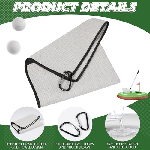 Batiyeer 30 Pcs Bulk Golf Towels for Golf Bags 16'' x 16'' Microfiber Fabric Golf Towel Waffle Pattern with Clip for Bags Men Mini Tournament Fitness Yoga Camping(Gray) - color: Gray