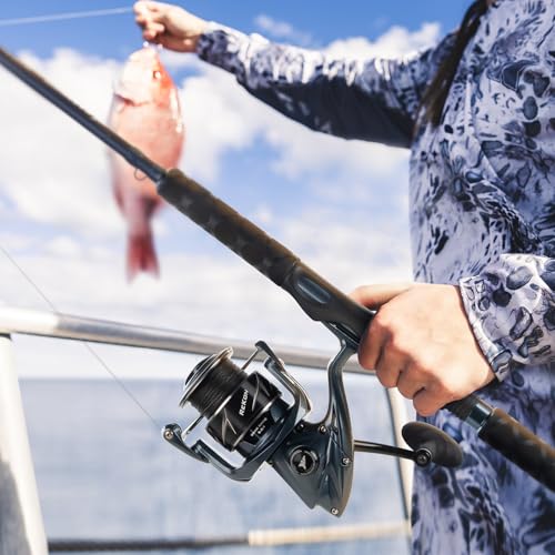 KastKing ReKon Saltwater Fishing Rod and Reel Combo, Fishing Poles & Reels Combo, Graphite Blank, Zirconia Rings, NyliTech Frame & Rotor, EVA Handle, Uplock Reel Seat - style: Spin-8'0" Medium Heavy-5000 Reel-2pcs