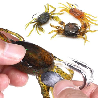15PCS Crab Bait Kit - Artificial Silica Gel Lures, Lifelike 3D Soft Crab Lures for Freshwater Fishing