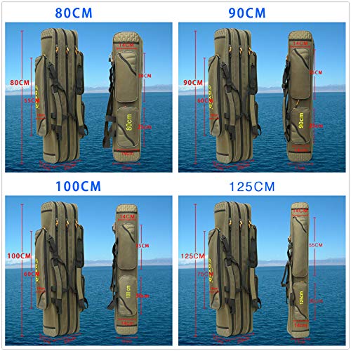 3 Layers Portable Folding Fishing Rod Carrier Reel Case Bags Fish Pole Tools Storage Bag Case Pro Gear Tackle for Shoulders,Handles (3 layers/125cm-49.2inch) - size: 3 layers/125cm-49.2inch