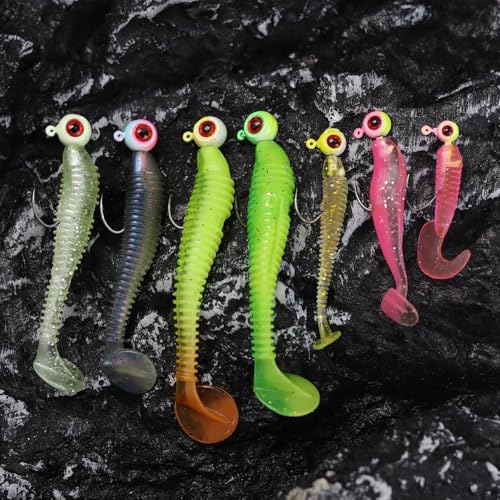 Painted Crappie Jig Heads 3D Eyes Fishing Hooks with Wire Keeper Lures for Crappie Panfish Bass Fishing Jig Hooks Assortment 1/16 oz 1/8 oz 3/16oz 3/8 oz 1/4 oz - size: 1/8 oz - 30 pcs