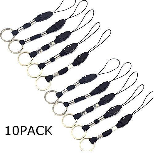 YOUOWO 10Pcs Nylon Finger Short Lanyards With Circular Ring Detachable | Lightweight,Quick Release,for Keys,Phone etc - color: 10 Pack-black