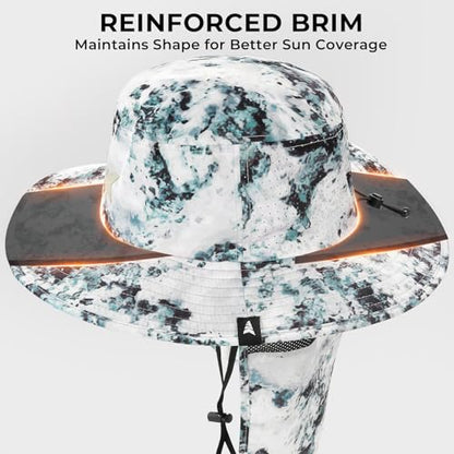 KastKing Sol Armis UPF 50 Boonie Hat - Sun Protection Hat, Fishing Hat, Beach & Hiking Hat, Paddling - color: C1: Boulder Camo Ice, size: With Neck Shield