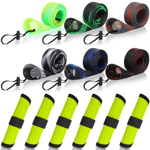 12 Pcs Fishing Rod Sleeves and Lure Wraps for Rods Poles,Green | 66.93 x 1.77 Inches Fishing Rod Socks, 5.91 Inches Fishing Lure Covers for Pole and Lure Protecting - color: Green