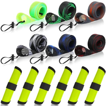 12 Pcs Fishing Rod Sleeves and Lure Wraps for Rods Poles,Green | 66.93 x 1.77 Inches Fishing Rod Socks, 5.91 Inches Fishing Lure Covers for Pole and Lure Protecting - color: Green