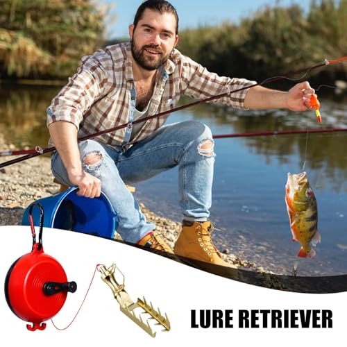Fishing Lure Retriever - Durable Body, Rescue Tackle Tool, Bait Saver Device, 9.84ft PE Rope Longtail Fishing Accessory | for Saltwater Freshwater Angling Boat Pier River Lake - color: black red