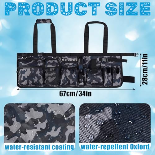 Soulchen Fishing Bucket Organizer with Cover, Ice Fishing Tackle Bag with Rod & Plier Holder, Multi-pockets for 5 Gallon Bucket Gear & Accessories, 34.2 x 11 Inch(Camouflage)