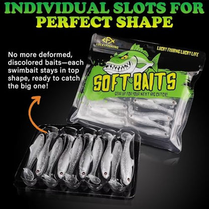 LUCKYFISHING Paddle Tail Swimbaits Soft Plastic Swimbaits Soft Baits for Bass Fishing Trout Crappie Walleye Freshwater Saltwater 10/16/20 PCS Soft Plastic Baits 4/3.5/3/2.5 Inch - color: White, size: 3.5 inch-10pcs