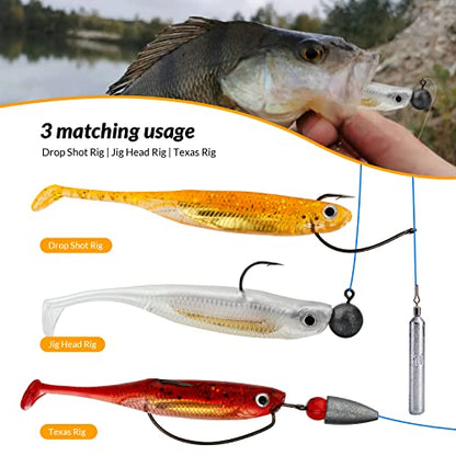 QualyQualy Soft Plastic Swimbait Paddle Tail Shad Lure Soft Bass Shad Bait Minnow Paddle Tail Swim Bait for Bass Trout Walleye Crappie - 2.75in, 3.14in, 3.94in, 5in - color: 11#, size: 2.75in - 6Pcs