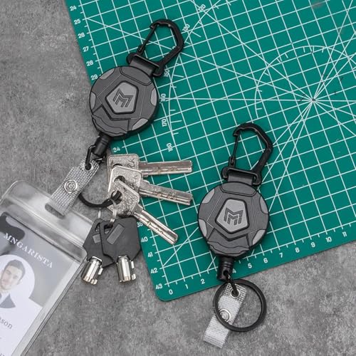 MNGARISTA Retractable Keychain, Heavy Duty Carabiner Badge Holder, Tactical ID Badge Reel with 31.5” Steel Retractable Cord, 8.0 oz - style: 1-Pack