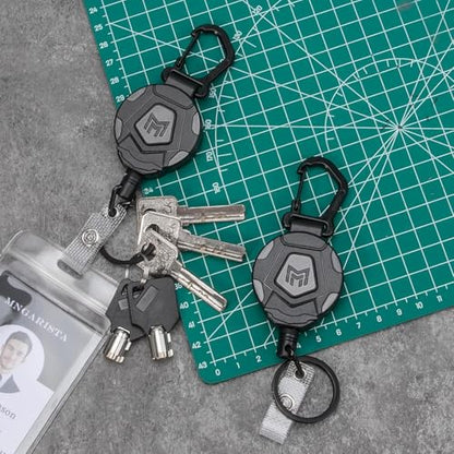 MNGARISTA Retractable Keychain, Heavy Duty Carabiner Badge Holder, Tactical ID Badge Reel with 31.5” Steel Retractable Cord, 8.0 oz - style: 1-Pack