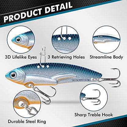 TRUSCEND Vibespinner Easy Catch Fishing Lures with BKK Hooks, Tail Spinner Baits with 4 Actions, Vibrating Swimming Flashing & Jigging for More Bites, Spoon Lures for Bass Trout Crappie Walleye Pike - color: C4-0.4oz-2.4"