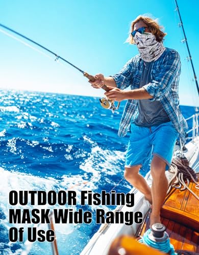 JHYWELL Cooling Neck Gaiter Face Mask, UV Protection Masks Gator, Windproof Bandana for Skiing, Fishing, Hiking, Cycling - color: Fish Wish