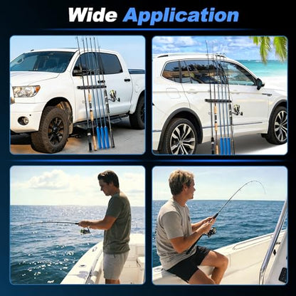 2X Magnetic Fishing Rod Holder, Magnetic Fishing Pole Storage Rack for Car Boat Truck Pickup Bed Wall Garage Door, W/ EVA Foam, Horizontally