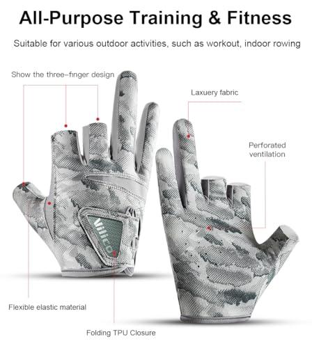 SUJAYU Fishing Gloves Men & Women, Anti-Slip & Breathable Laxuery Palm Kayak Gloves, 3-Cut Fingers UV Gloves Ice Fishing Gloves Fly Fishing Accessories - color: Black, size: Large-X-Large