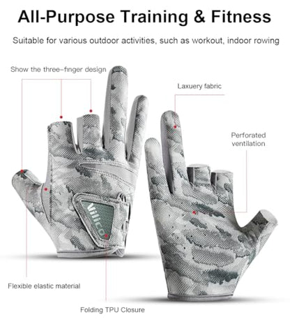 SUJAYU Fishing Gloves Men & Women, Anti-Slip & Breathable Laxuery Palm Kayak Gloves, 3-Cut Fingers UV Gloves Ice Fishing Gloves Fly Fishing Accessories - color: Black, size: Medium