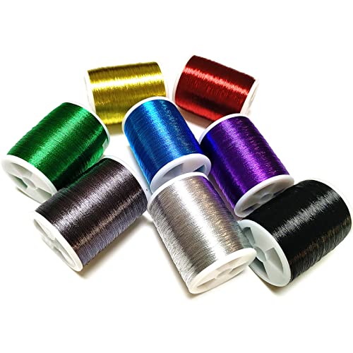 (8pcs*240yd) Kalavarma Rod Wrapping Thread for Fishing Rod Wrapping Thread Rod Building Repair - style: Metallic klm011