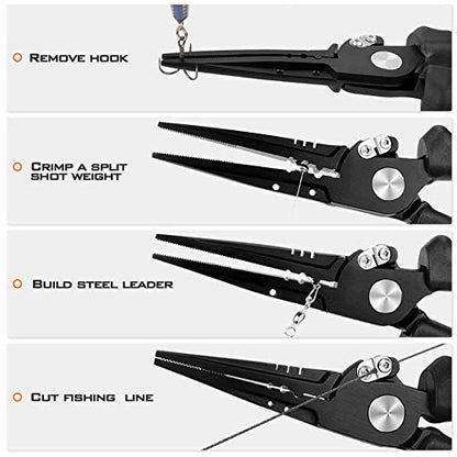KastKing Speed Demon Pro Fishing Pliers, 420 Stainless Steel, Fishing Tools, Saltwater Resistant Fishing Gear, Tungsten Carbide Cutters, Corrosion Resistant Coating, SuperPolymer Grip Handles - color: D: 8.5'' Straight Nose