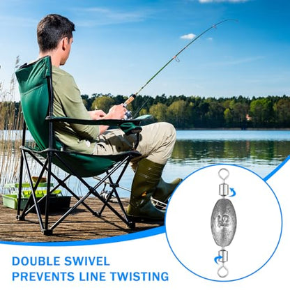 MorningRo 24/40 Pcs Fishing Trolling Weights Sinker Lead Fishing Inline Weights Egg Sinkers with Inner Swivels Saltwater Freshwater Gear Catfish Bass 1/4oz, 1/2oz 3/4oz,1oz, Mixed Size - color: 5 Size