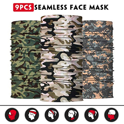 Neck Gaiter for Men Women Headwear Bandana Head Wrap Face Scarf Mask Cover Warmer Balaclava-Seamless & Versatile - color: B-camo 1