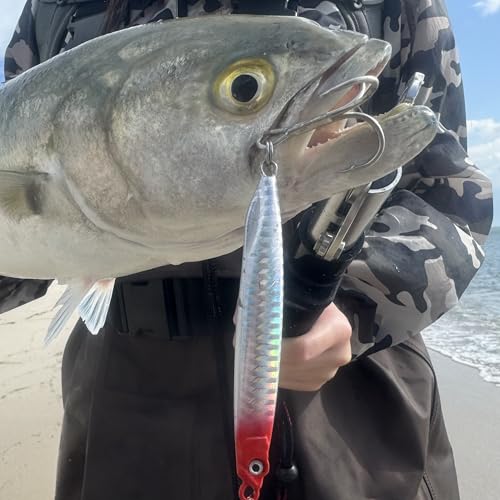 Saltwater Fishing Lures Fishing Jigs Fishing Spoons for Striped bass, Pompano, Spanish Mackerel ，Bluefish - color: Red (3pcs), size: 2.13 oz / 60 g