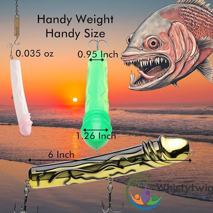 Whistytwig Funny Fishing Lures 3 Piece Topwater Popper Set - Gag Fishing Lures that Actually Catch Fish - Hardbody Floating Design for Saltwater and Freshwater - color: Green Gold Pink