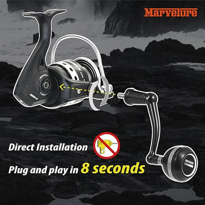 Foldable Power Handle for Penn Pursuit III IV, Battle III IV DX, Conflict I Spinning Fishing Reel Replacement Handle - size: For Pursuit 1000-4000 Thread
