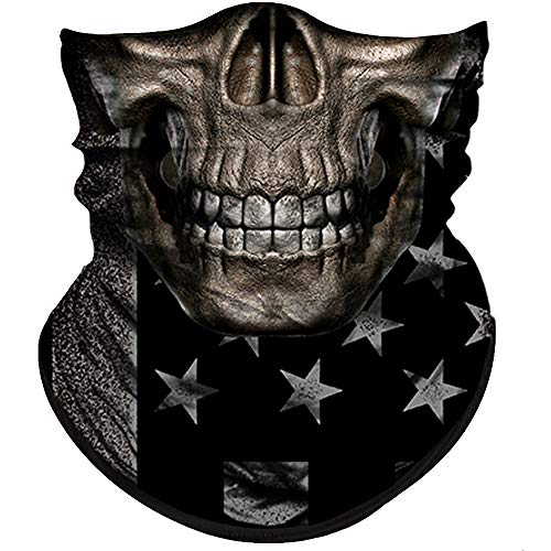 Obacle Neck Gaiter Face Mask Bandana for Dust Wind Sun Protection for Men Women - color: Skull Brown Face