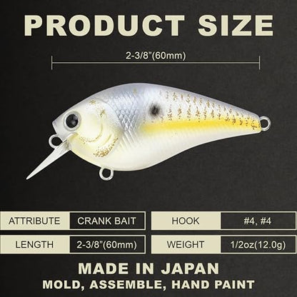 LUCKY CRAFT LC 1.5 Silent Squarebill Crankbait Fishing Lure, 2-3/8", Bass Fishing Lures for Freshwater, Hard Crankbait with Treble Fishing Hooks, Fishing Accessories - color: 426 Gold Threadfin Shad