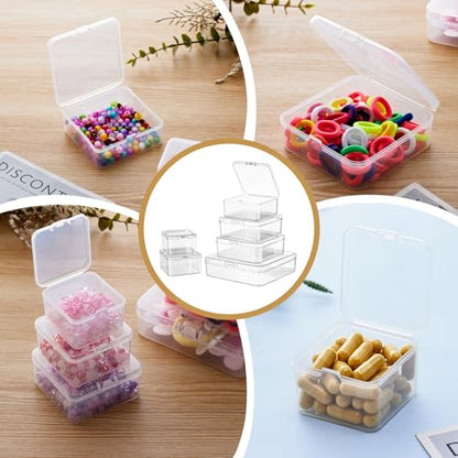 17 Pieces Square Empty Mini Clear Plastic Storage Box, 2.95x2.95x1.38 in | Hinged Lids, For Small Items, For Craft Projects - size: 2.95 x 2.95 x 1.38 inch