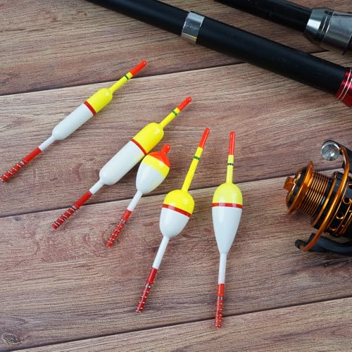 Wood Slip Bobbers Fishing Floats and Bobbers Spring Oval Stick Slip Floats for Crappie Catfish Trout Panfish Walleyes Bass Fishing 10/20pcs - color: 1.57in*0.91in*5.63in-10pcs