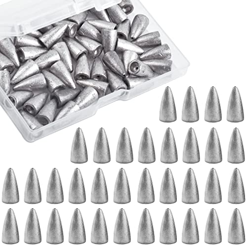 Bullet Sinkers Fishing Weights Lead Worm Weights Bass Fishing Sinkers for Freshwater Saltwater Texas Carolina Rig - style: 1/16oz-50pcs