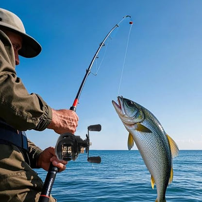 Baitcasting Reel,Carbon Fiber Drag Fishing Baitcaster Reels, Bait Cast Reel With 7.2:1 Gear Ratio 10+1 Ball Bearings 17.6lbs Max Drag Right Hand，Fish Gift For Man - color: 04-HEIJIN