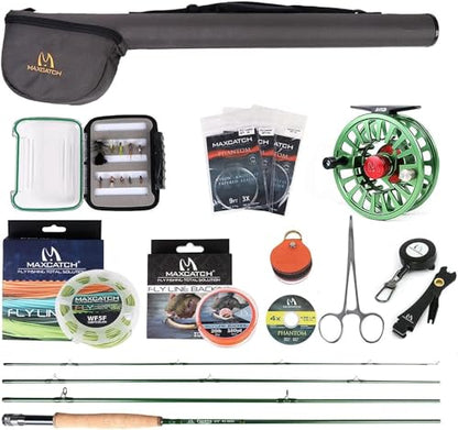 M MAXIMUMCATCH Maxcatch Premier Fly Fishing Rod and Reel Combo Complete 9' Fishing Outfit - color: Premier Rod+Green AVID Reel, size: 8 wt -9' Full-Handle Rod,7/8 Reel