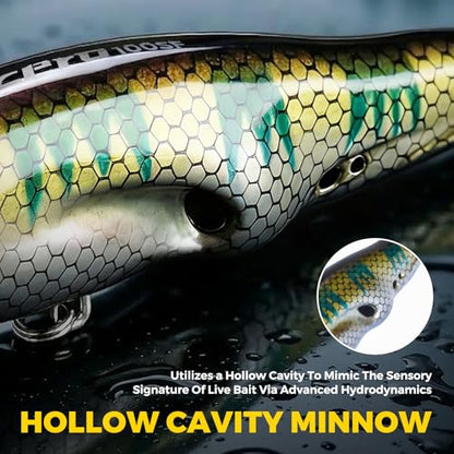 Topwater Fishing Lures -Hard Swimbait,3 8/9in 1/2oz Floating Lure with Hollow Cavity for Scent Attractant, for Bass,Pike,Trout,Freshwater & Saltwater - color: Combination B