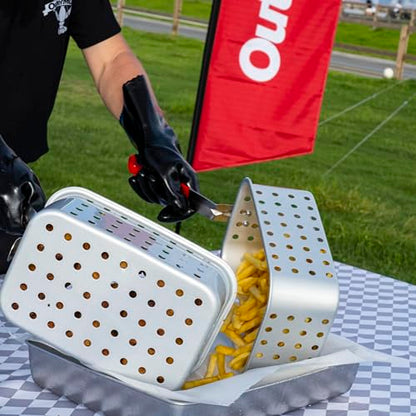 OuterMust 58,000 BTU Outdoor Fish Fryer with Baskets and Lid, 18 Qt. Propane Deep Fryer and 2 Inner Baskets, Ideal for Frying Fish, Chicken Wings, French Fries - size: 18 Qt. with Baskets and Lid