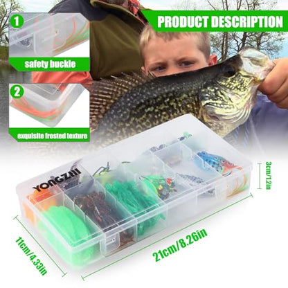 Fishing Lures Kit,Bass Fishing Tackle Set Including Soft Baits Jig Heads Hooks Weights, Complete Freshwater Lure Kit for Bass Trout Walleye Panfish