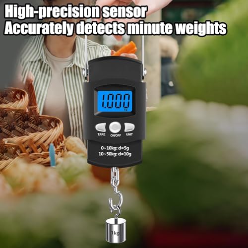 Digital Fish Scale - Electronic Fishing Weight Scale, 50kg 110lb Angling Ścale, Portable Luggage Fish Šcale, Bass Catfish Trout Fishing Tool for Bass Catfish Trout Crappie Boat Kayaking Saltwater