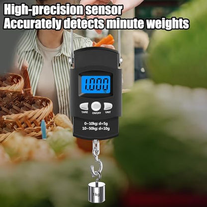 Digital Fish Scale - Electronic Fishing Weight Scale, 50kg 110lb Angling Ścale, Portable Luggage Fish Šcale, Bass Catfish Trout Fishing Tool for Bass Catfish Trout Crappie Boat Kayaking Saltwater