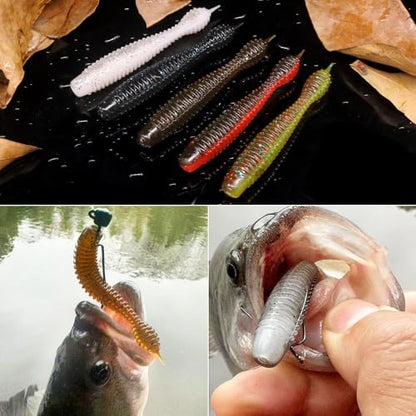 Ned-Rig-Kit-Finesse-Baits-Soft-Plastic-Worms-Fising-Lure for Bass Stick Swimbait Minnow Crawfish Lures Shroom Ned Jig Head Kit - color: 35-Piece 2.75'' #02 Stick Worms Ned Rig Kit