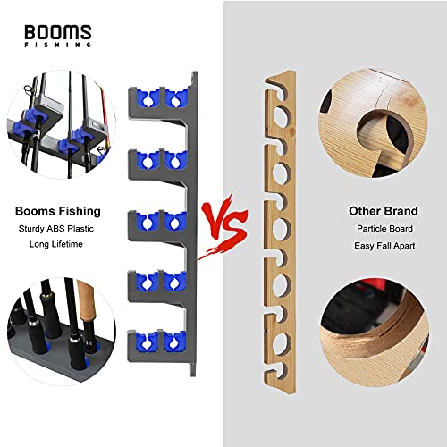 Booms Fishing Rod Holder for Garage: Wall Mount Fishing Pole Holders for Garage | Fishing Rod Rack Holds Up to 10 Rods, Vertical/Horizontal/Ceiling Fishing Pole Racks, WV4 Gray + Blue - color: Gray + Blue