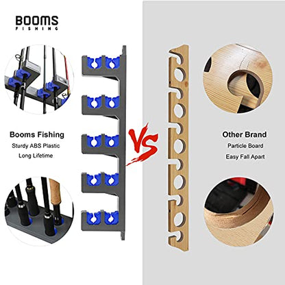 Booms Fishing Rod Holder for Garage: Wall Mount Fishing Pole Holders for Garage | Fishing Rod Rack Holds Up to 10 Rods, Vertical/Horizontal/Ceiling Fishing Pole Racks, WV4 Gray + Blue - color: Gray + Blue